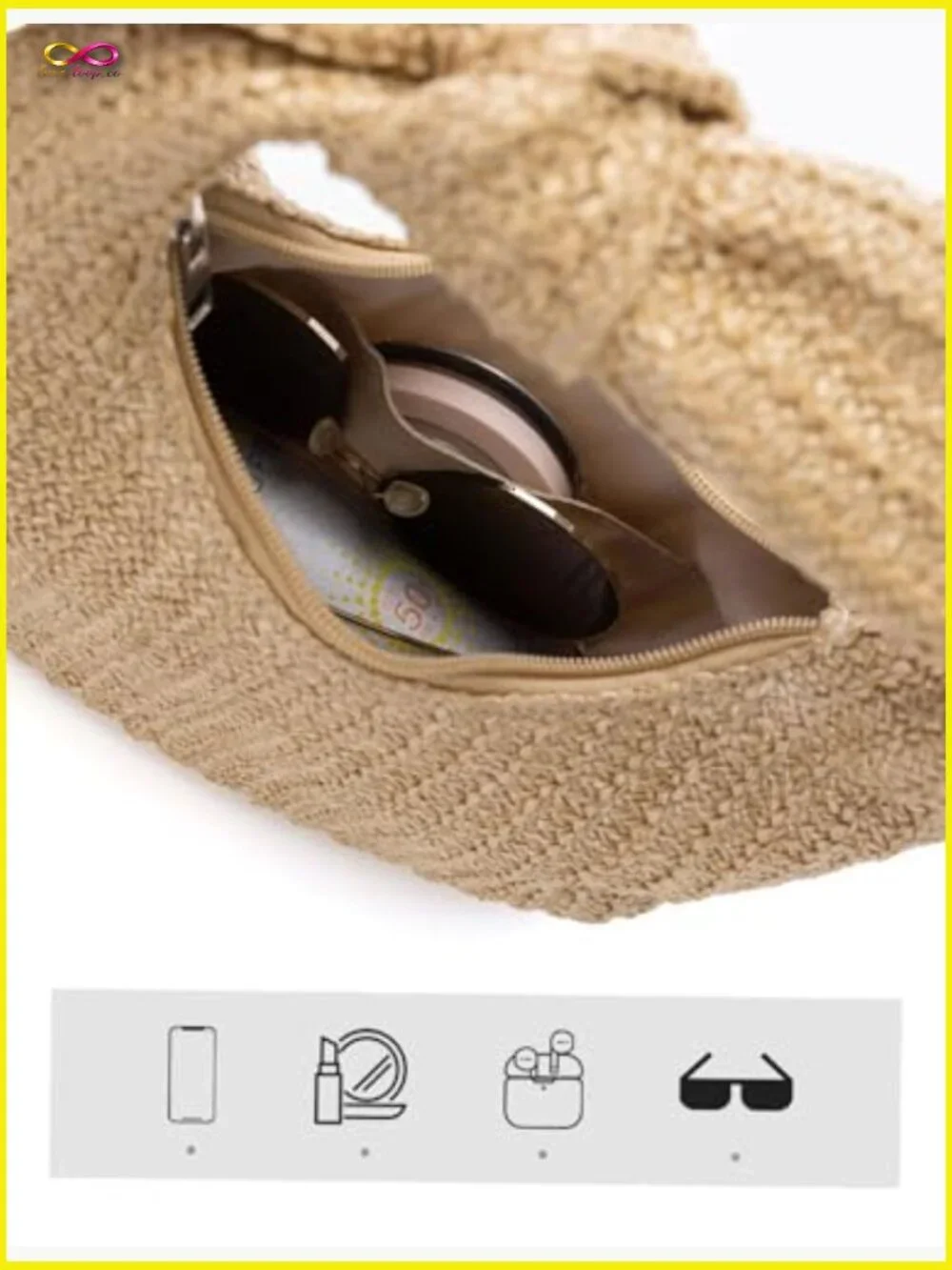 Woven Straw Clutch Purse Handbag Crossbody Shoulder Bag Summer Vacation - Picture 6 of 7
